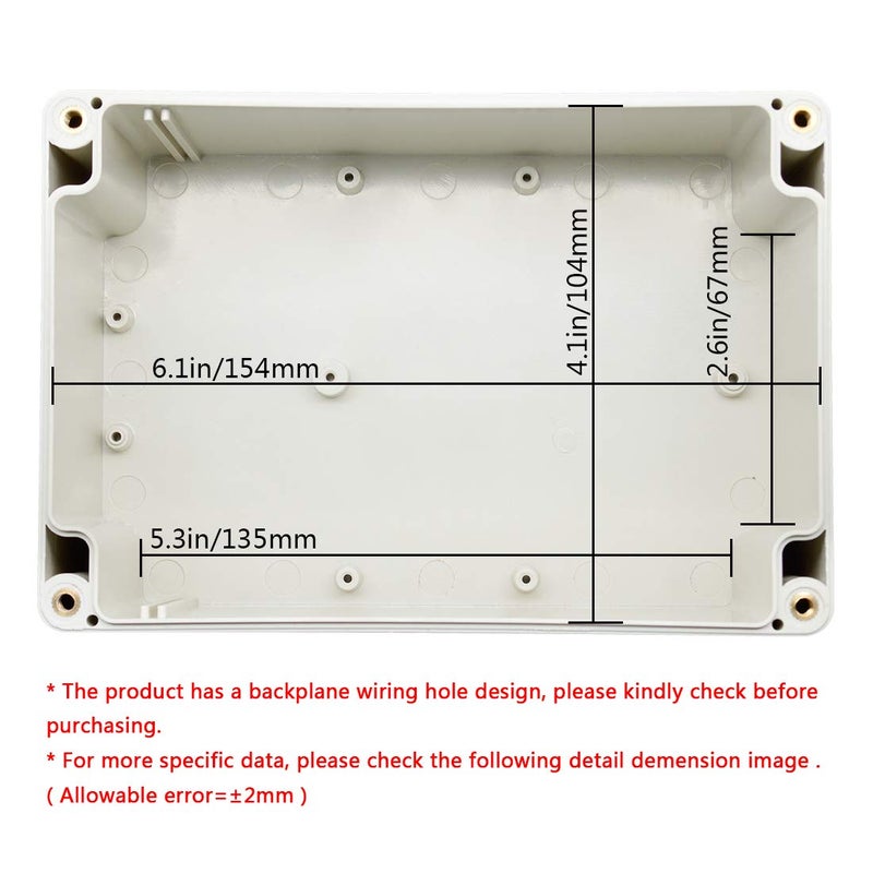 LeMotech ABS Plastic Junction Box Dustproof Waterproof IP65 Electrical Enclosure Box Universal Project Enclosure Grey with PC Transparent Clear Cover 6.3 x 4.3 x 3.5 inch(160 x110 x 90 mm) - Image 5